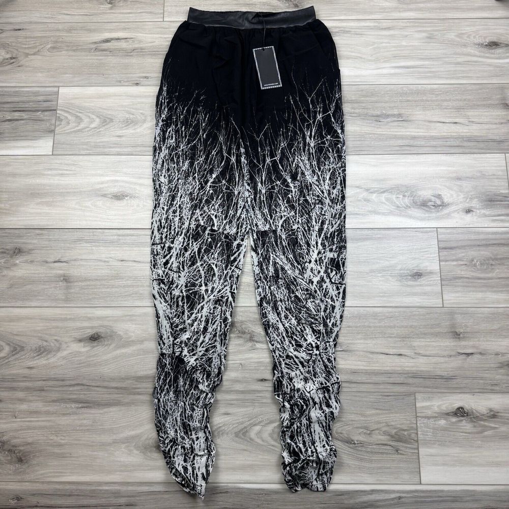 Tov Los Angeles Pants Leather Waist Mesh Artsy Lagenlook Trouser Ankle Sz 38 — image 2 of 7